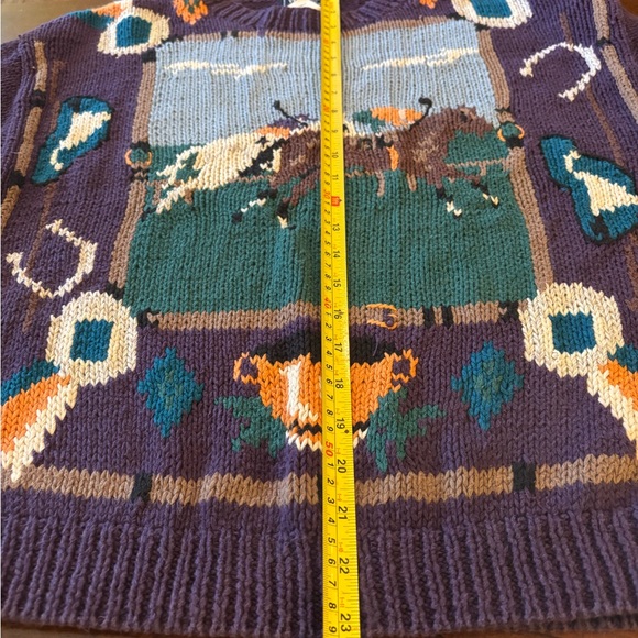 Vintage Woolrich Equestrian Polo Sweater Pullover Cotton Ramie Women’s Medium - Picture 9 of 10